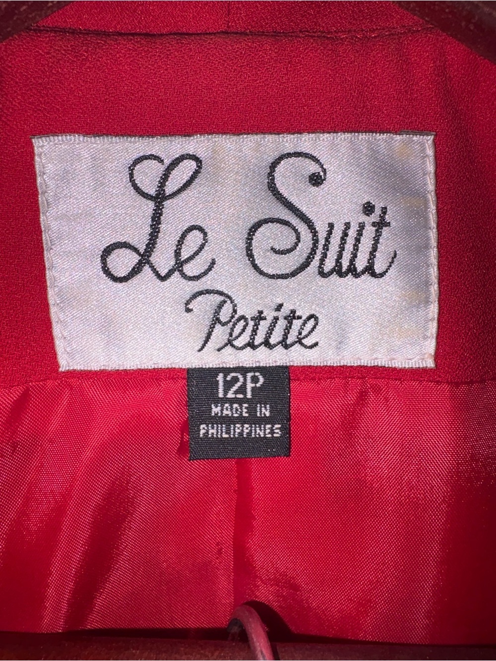 Le Suit Petite Red Skirt Suit 12P Double Breasted Blazer Career - Picture 2 of 16